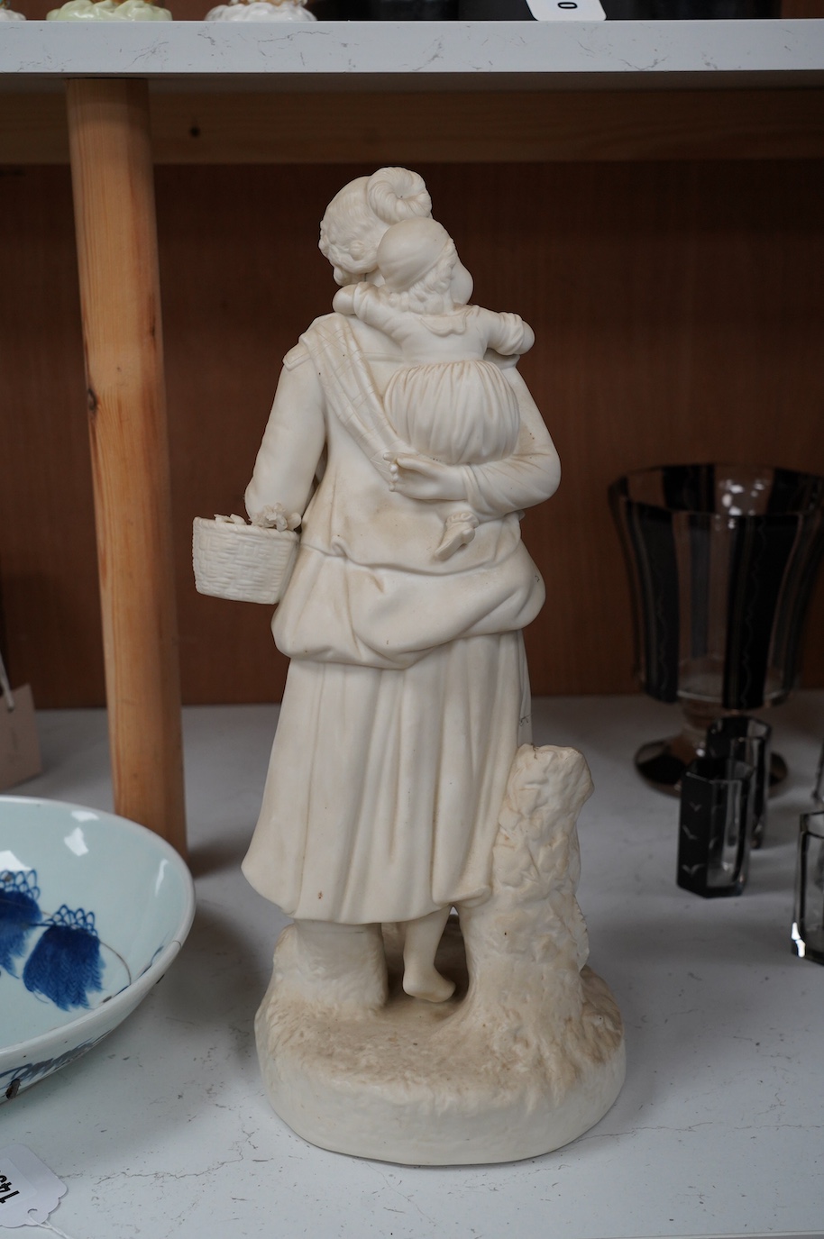 A Parian ware figure group of mother and child, 40cm. Condition - good